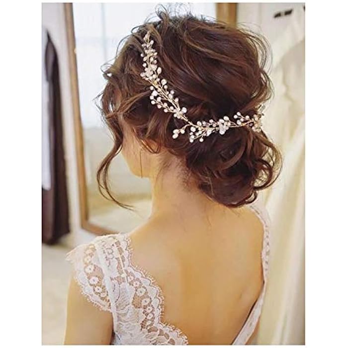 Chargances Bridal Headband Handmade Crystal and Rhinestone Headpiece Branch Hair Vine Tiara for Weeding Bride Bridesmaid Hair Accessories for Prom Festival Women and Girls (Gold) - Image 1